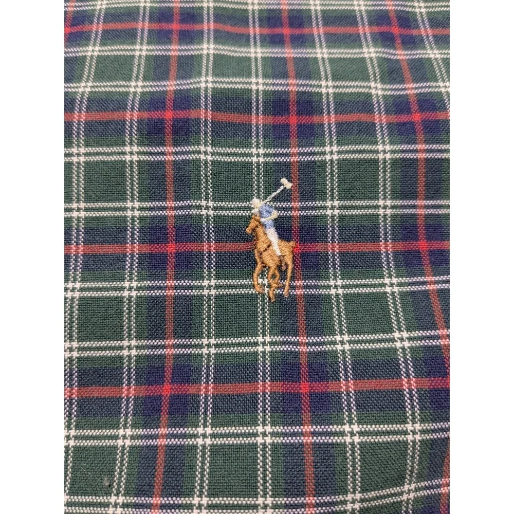 POLO Ralph Lauren Big‎ Men 3XB Blue Green Plaid Long Sleeve Button Shirt